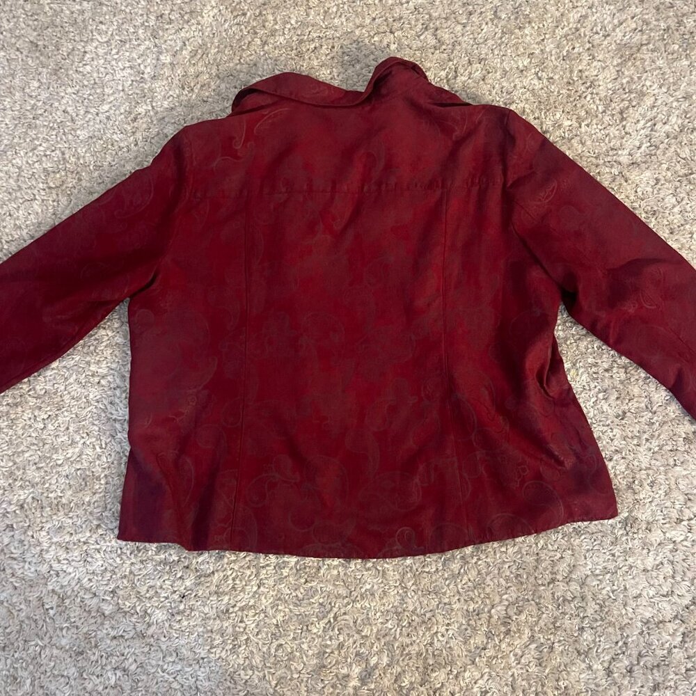 Croft & Barrow Red Paisley Zip Jacket Women 2X Lightweight - Picture 7 of 8
